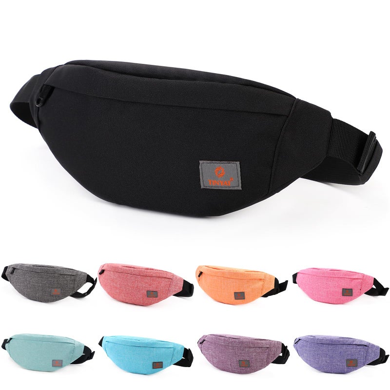 TINYAT Small Fanny Packs for Women Men Waist Bag Sling Bag Super Lightweight For Travel Cashier's box, Tool Kit T201, Black - Image 1
